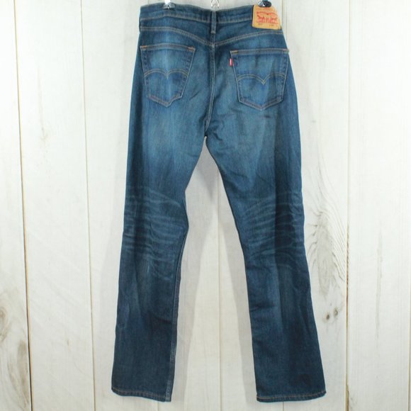 Levi's 514 Original Blue Washed Riveted Slim Straight Denim Jeans Size 34x34 - Picture 10 of 11